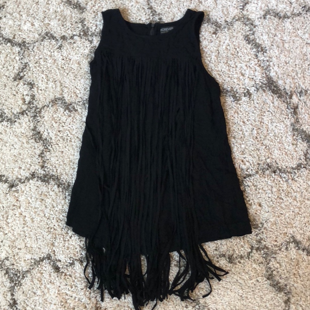 Forever 21+ Black Fringe Tank